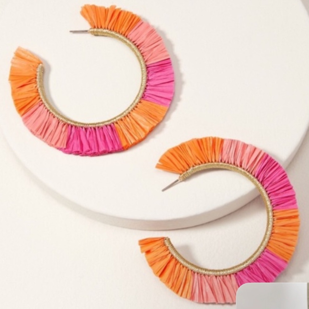 Stella & Dot Pink and Orange Hoop Earrings